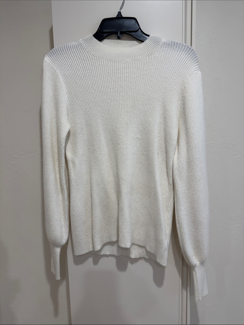 Line & Dot Off-White Ribbed Crewneck Sweater